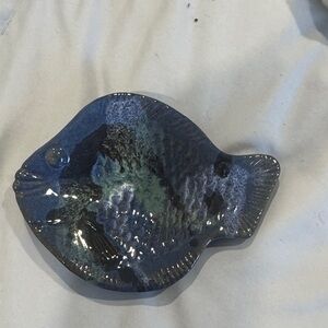 Blue Ceramic Fish-Shaped Dish